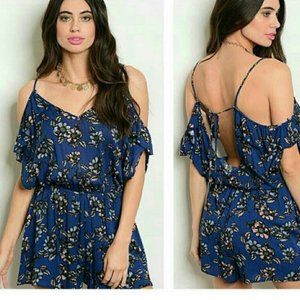 Floral cold shoulder romper